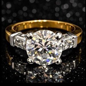 4.5ct CZ round brilliant cut baguette band wedding engagement ring silver gold